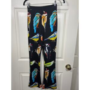 Stella Mccartney Womens Bird Crest Stretch Flared Trousers Pants Artsy Boho Fun